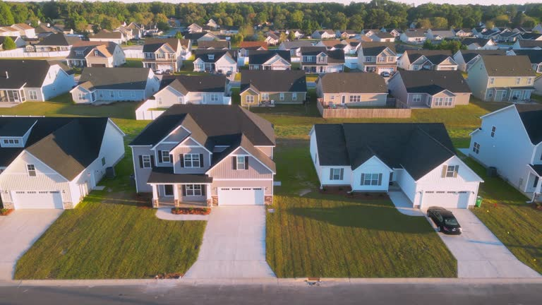 Aerial drone photography coverage of a suburban home and lot