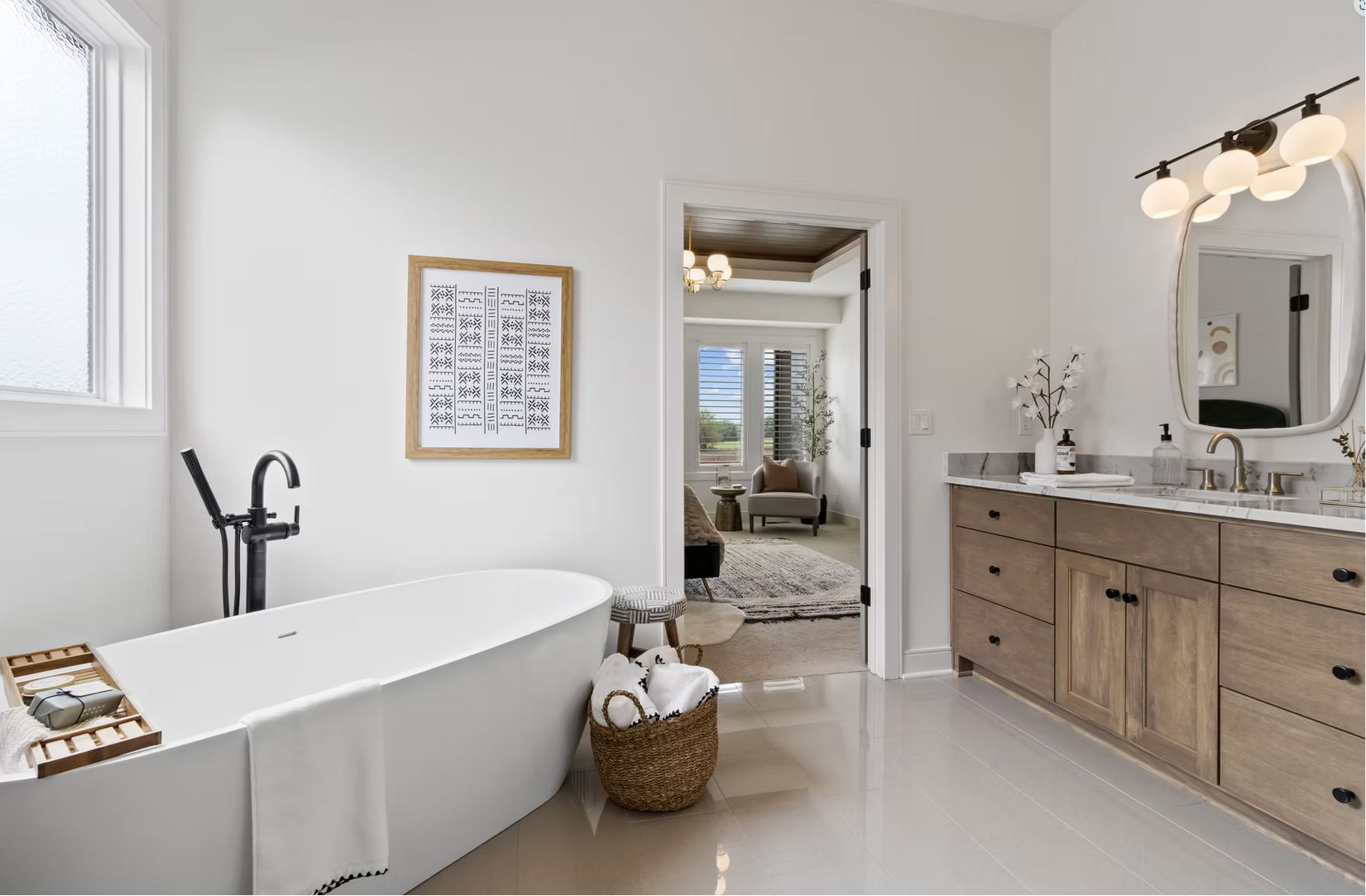 Primary bathroom with freestanding tub